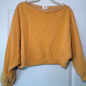 Sundry Mustard Yellow Cropped Sweatshirt